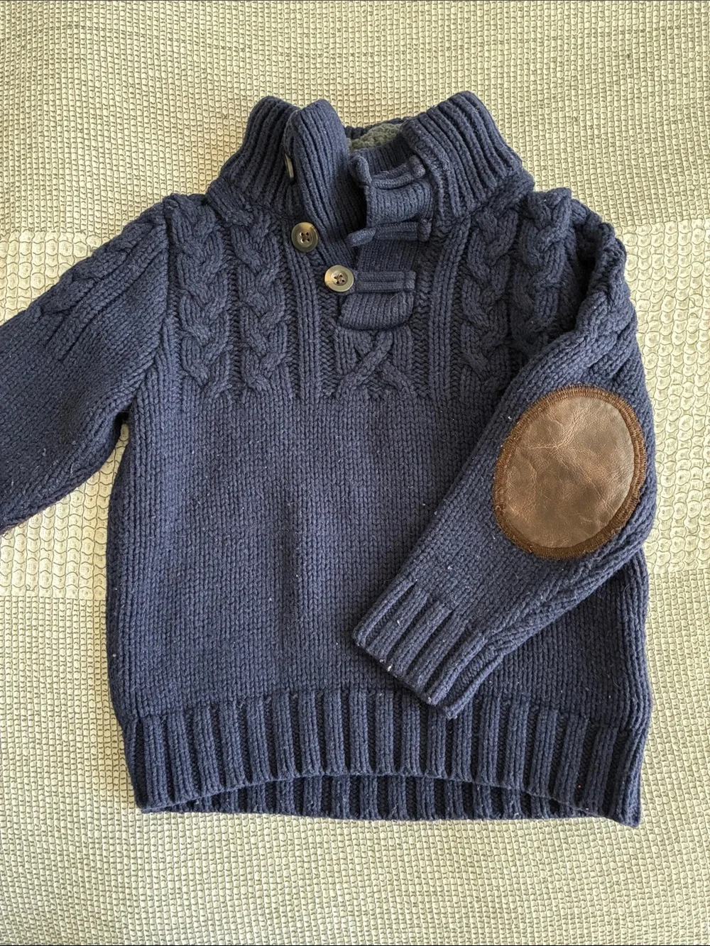 Baby Gap Navy Cable Knit Sweater with Elbow Patches